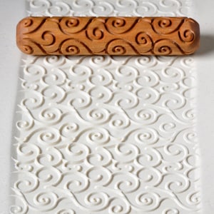 Pottery Hand Roller / Clay Texture Tool - Curls R24