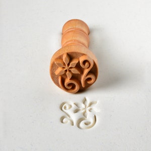 Pottery Stamp / Clay Texture Tool - Flower and Spirals S23