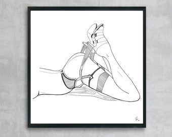 Line Art Sensual Illustration // Minimalist Feminine Drawing // "Ma Chérie" // Female Body Wall Print // Home Decor