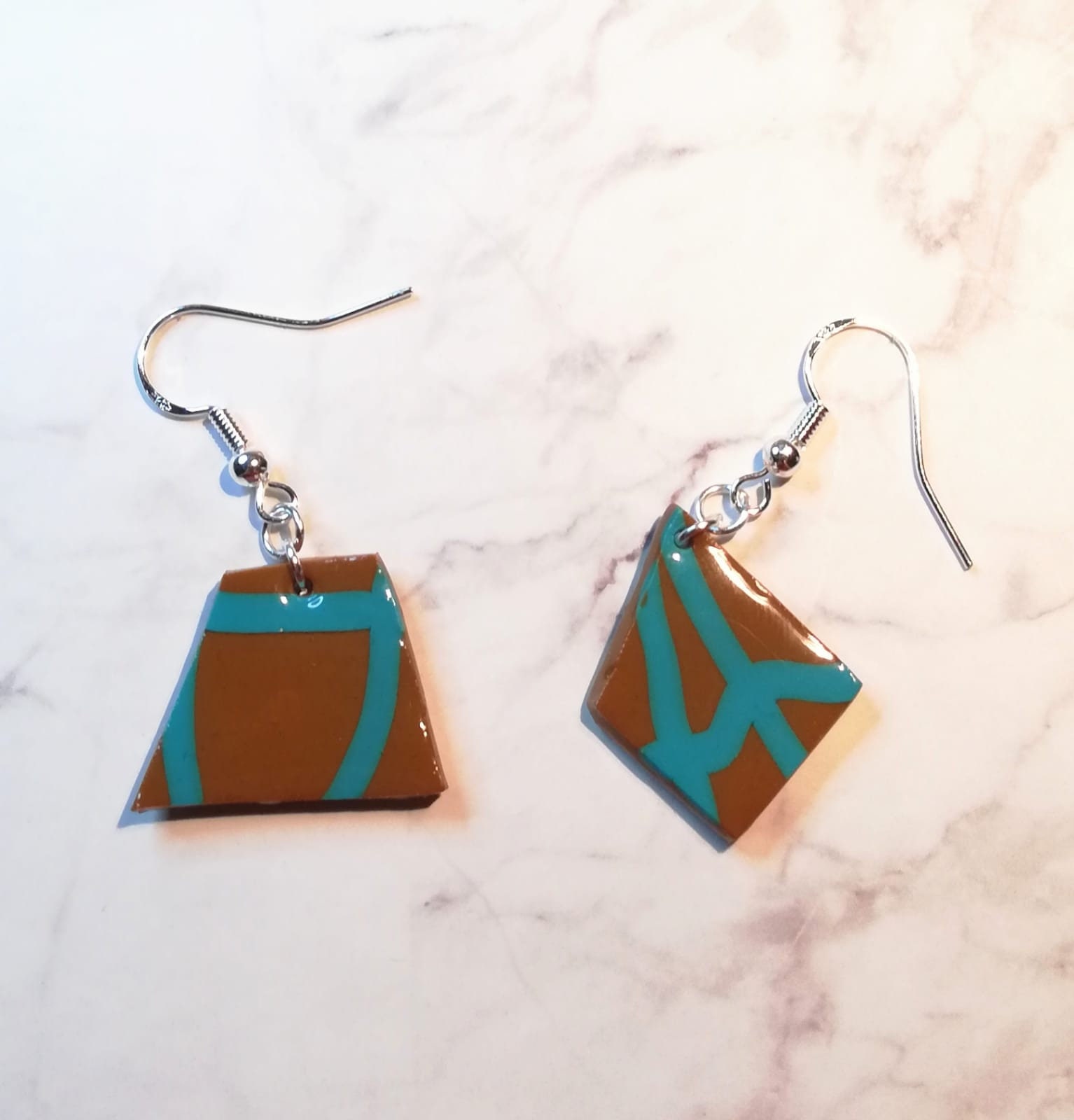 Braune und blaue Ohrringe Polymer Clay Unikat Ohrringe Fimo | Etsy