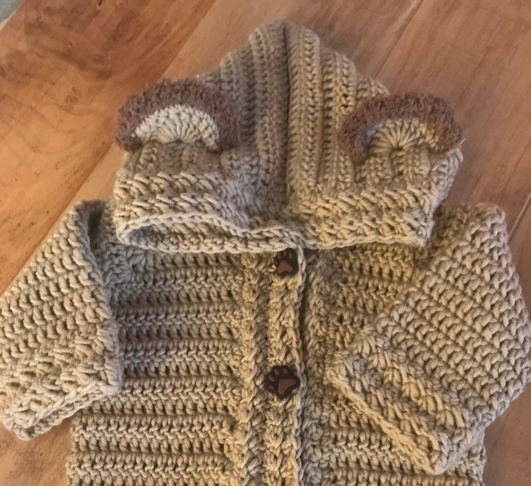 Baby Bear Sweater With Precious Paw Buttons Etsy