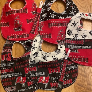 Tampa Bay Buccaneers Baby Bibs with and without Pacifier Clips - Calling all Bucs Fans