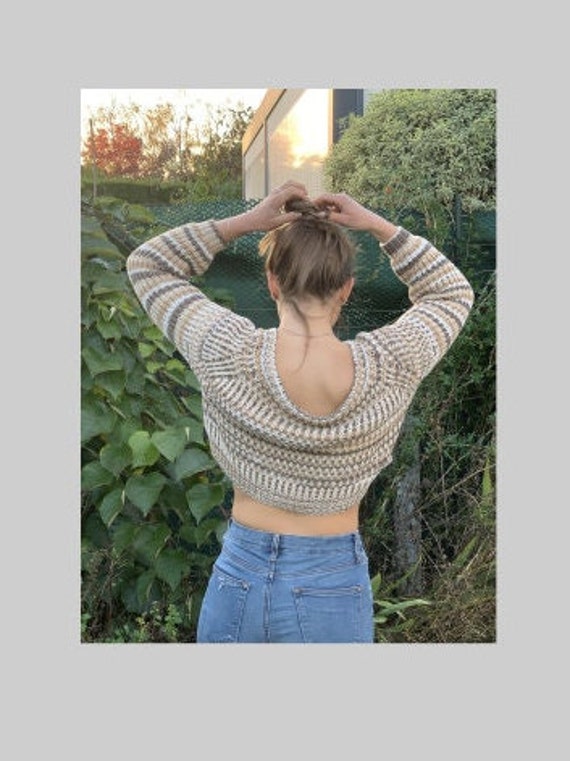 Short sweater for girls hand knitted ideal for winter autumn and spring