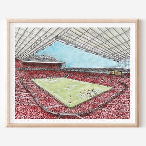 Manchester United Football Club, Old Trafford Stadium, Man United Art, Manchester United Soccer Print, Premier League, MUFC