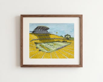 Autzen Stadium Watercolor Print: University of Oregon Ducks Football Art