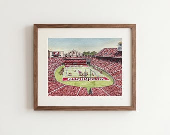 Camp Randall Stadium Watercolor Art Print: University of Wisconsin Badgers Football