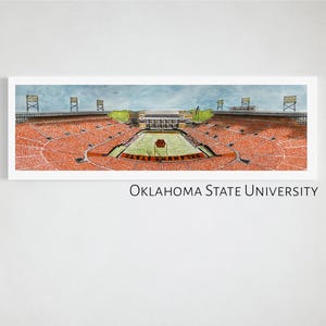 Oklahoma State Football Stadium Print, Oklahoma State University Stadium Art, OSU Cowboys, Watercolor Panorama Print, Alumni Graduation Gift