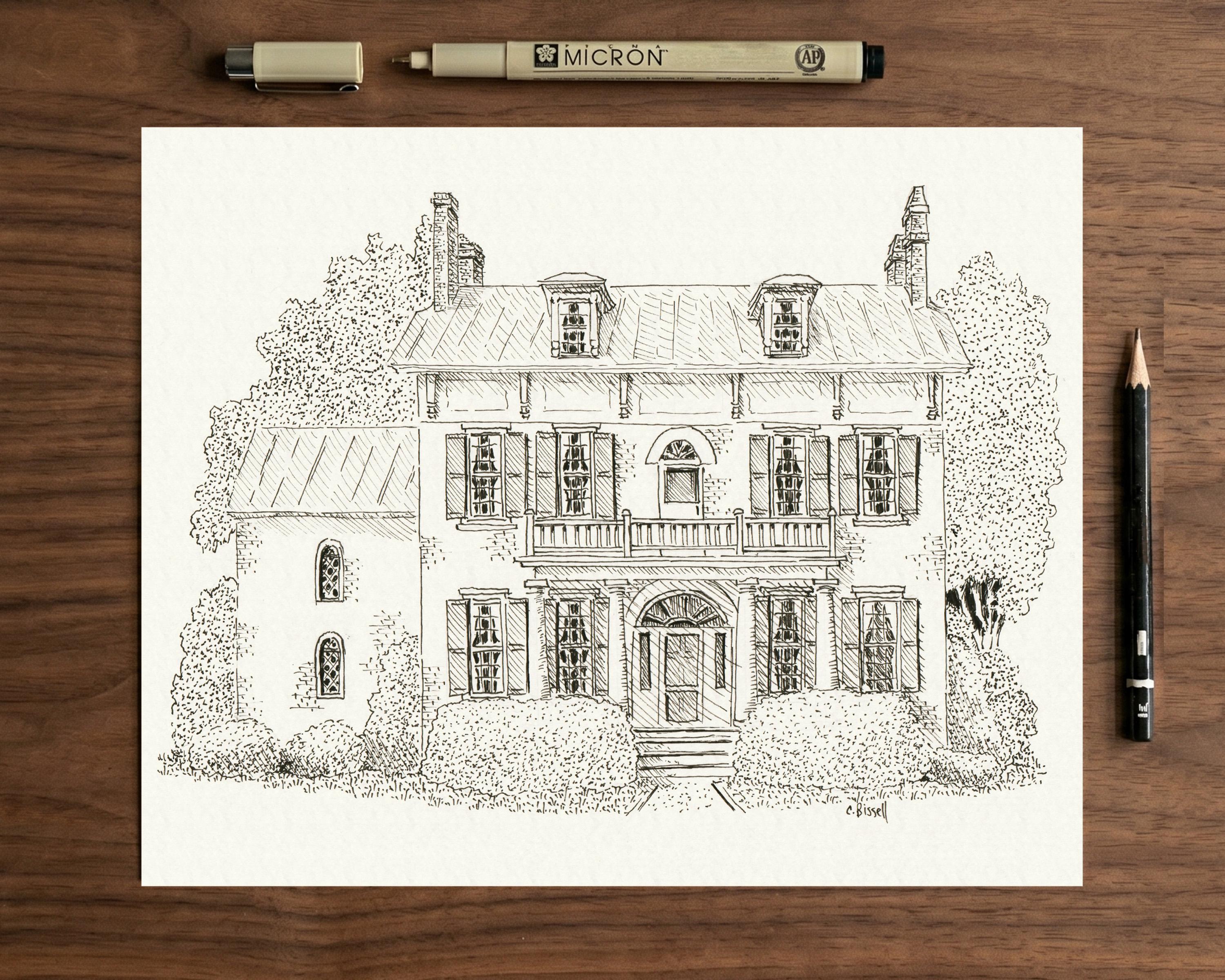 Custom Pen and Ink House Drawing: Hand-drawn Home Portrait - Etsy