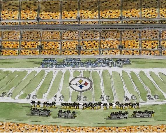 Heinz Field Panoramic Watercolor Print: Pittsburgh Steelers Art