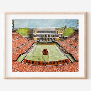 Oklahoma State Watercolor Art Print, Oklahoma State University Cowboys Football Art, Oklahomas State Alumni Gift