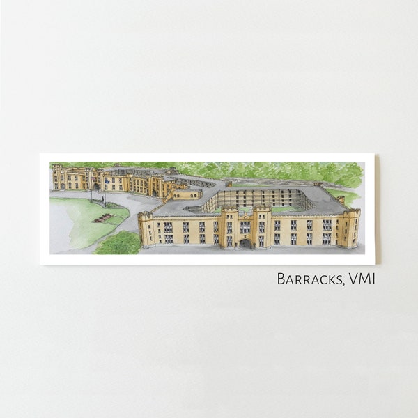 Virginia Military Institute Barracks Print, VMI Parade Field Art, VMI Alumni, VMI Watercolor, Graduation Gift