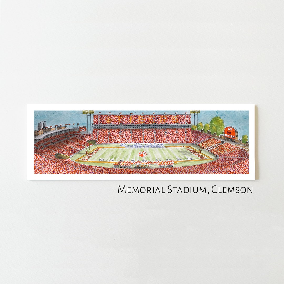 Clemson Football Stadium Print, Clemson University Memorial Stadium Art, Clemson Tigers