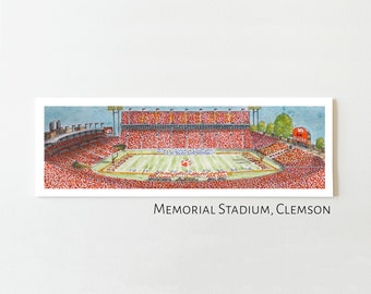 Clemson Football Stadium Print, Clemson University Memorial Stadium Art, Clemson Tigers, Watercolor Panorama Print, Alumni Graduation Gift