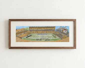Heinz Field Panoramic Watercolor Print: Pittsburgh Steelers Art