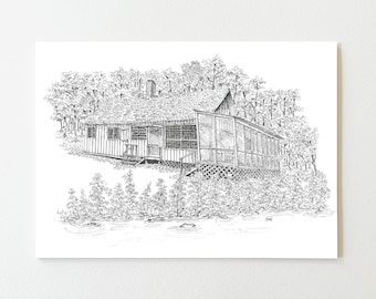 Custom House Portrait, Home Sketch, Custom House Illustration, Pen and Ink, Artwork by Hand, Realtor Gift, Wedding