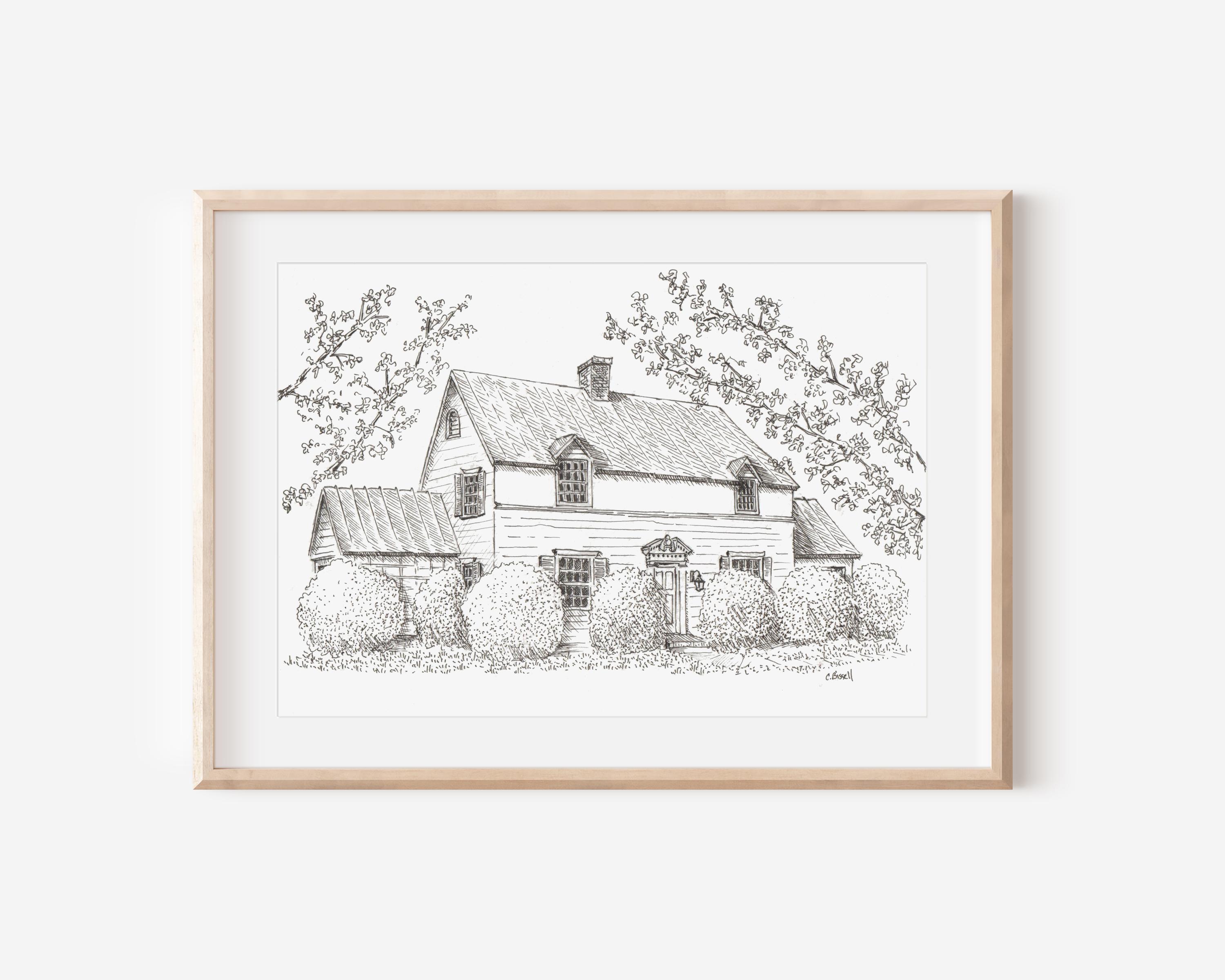 Custom Pen and Ink House Drawing: Hand-drawn Home Portrait - Etsy