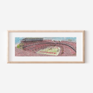 Ohio State Stadium Print, Ohio State University Art, Ohio State Buckeyes, Watercolor Panorama Print, the Horseshoe, OSU Alumni gift