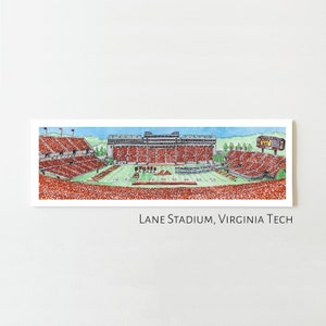 VT Football Stadium Print, Virginia Tech Art, Virginia Tech Hokies, Watercolor Panorama Print, Lane Stadium, VT Alumni Gift