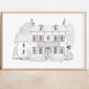 Custom House Drawing from Photo, House Portrait, Realtor Gift for Clients, Housewarming Gift, Home Portrait in Pen and Ink