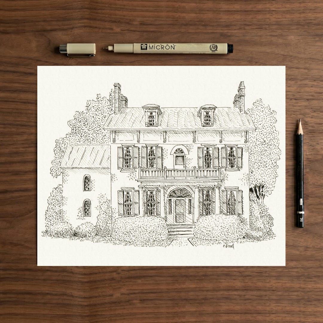 Custom Pen and Ink House Drawing: Hand-drawn Home Portrait - Etsy