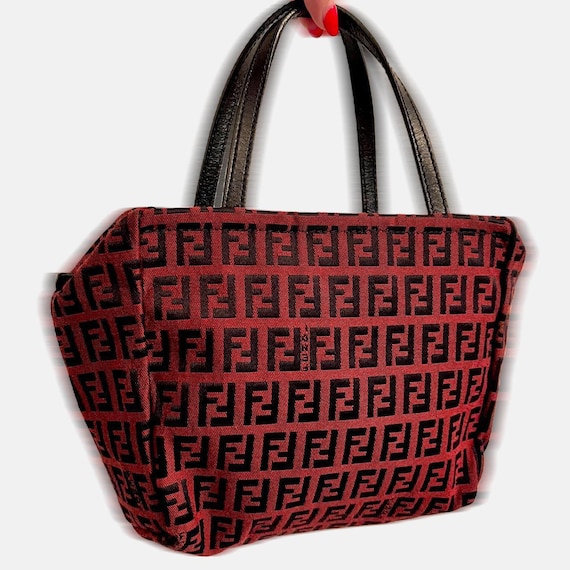 FENDI - Vintage Zucca monogram print red hand-bag - image 1