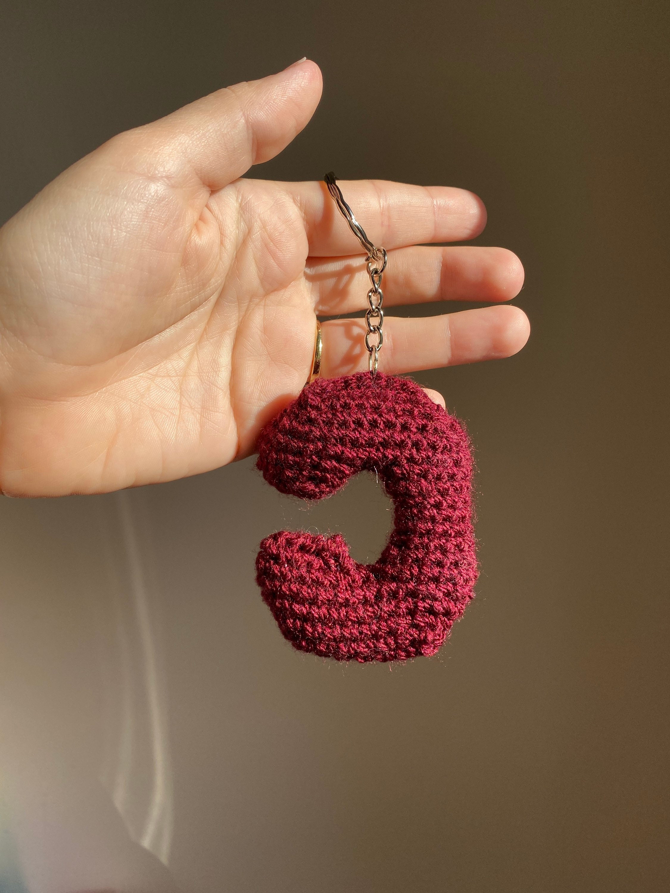 Personalised crochet initial keychain/ charm Etsy