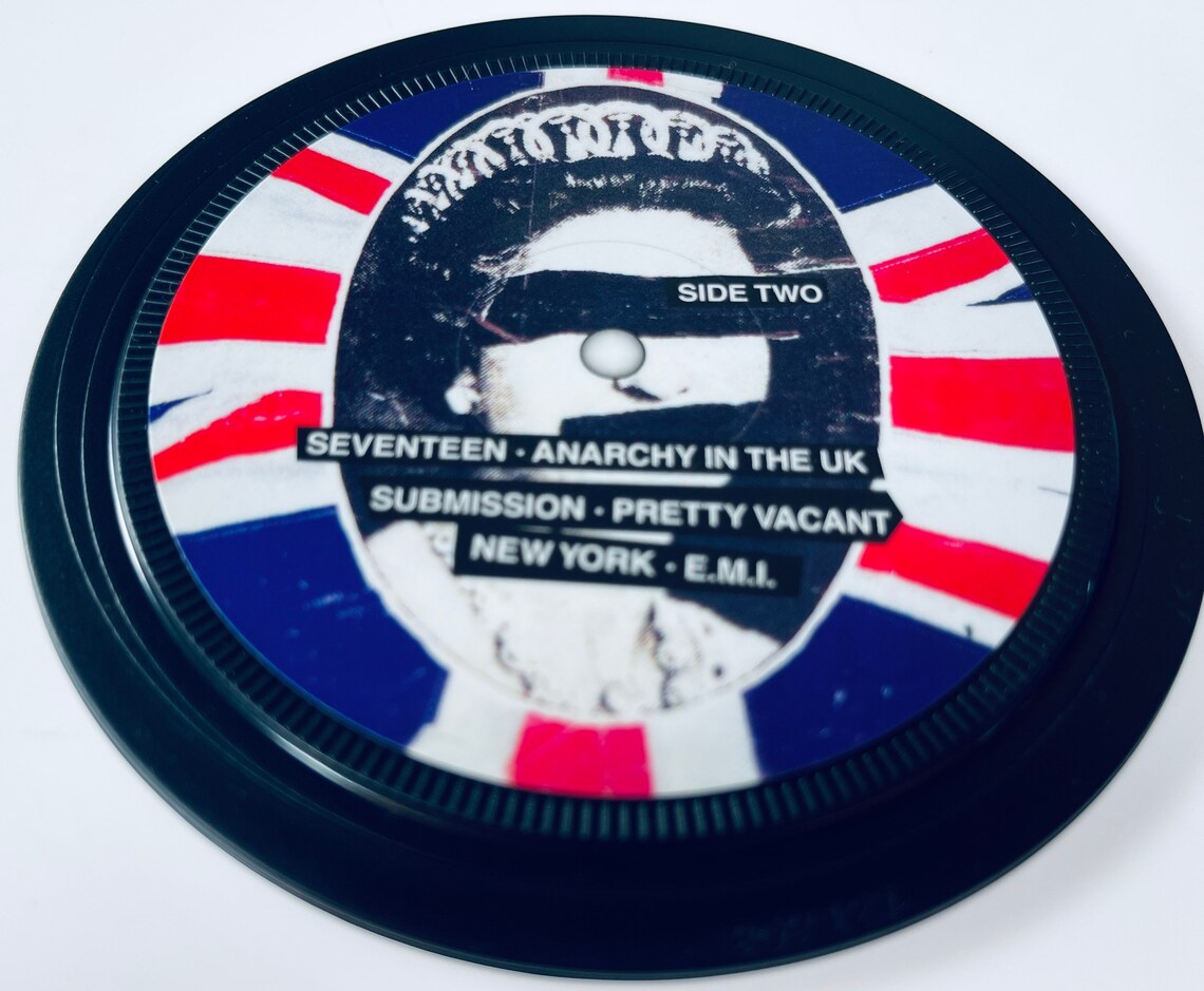 Set Of 2 Sex Pistols Vinyl Record Label Coasters Never Mind Etsy