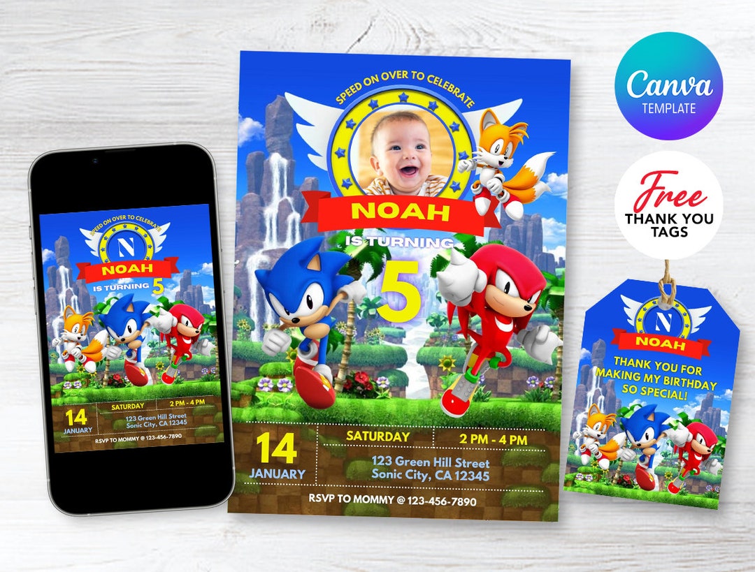 Personalized Sonic Birthday Invitations