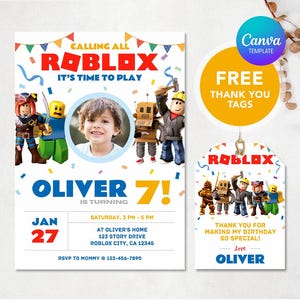 Roblox, Roblox Birthday Invitation, Roblox Digital Invitation, Roblox Game Invite, Games Invitation, Editable Invitation, Kids Invitation image 1