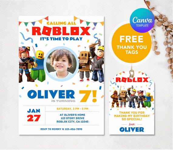 Roblox, Roblox Birthday Invitation, Roblox Digital Invitation, Roblox Game Invite, Games Invitation,  Editable Invitation, Kids Invitation