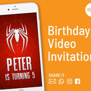 Spiderman, Spiderman Video Invitation, Spiderman Birthday Invitation Video, Spiderman Digital Invitation, Spiderman Invitation Video
