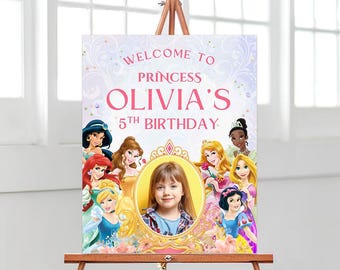 Princess Welcome Sign, Birthday Welcome Sign, Disney Princess Birthday Party, Birthday Party Welcome Sign, Girl Party Welcome Sign, DP