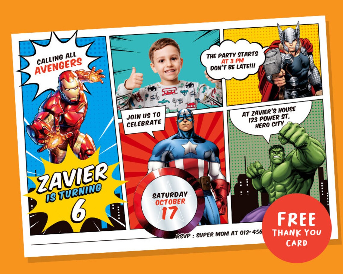 Avengers Birthday Invitation Superhero Birthday Party Etsy