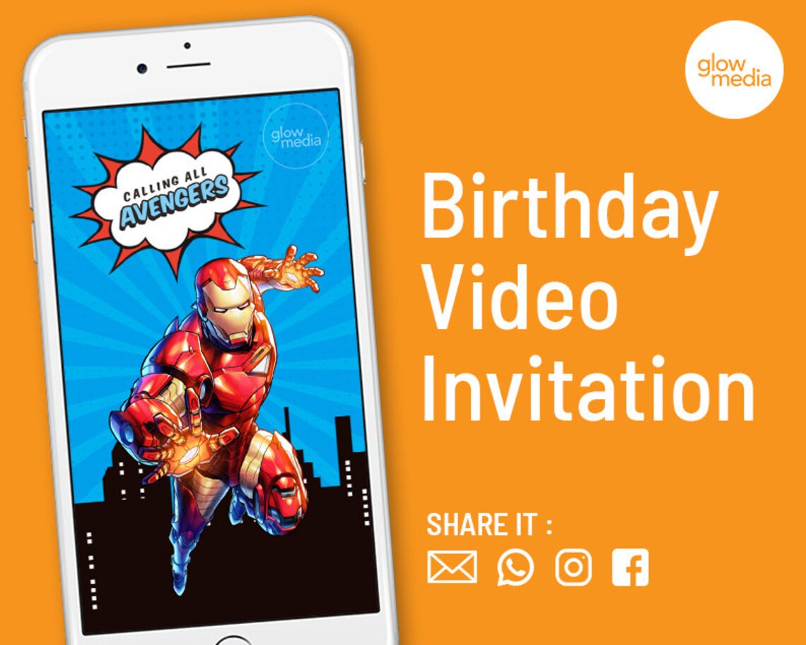 Avengers Birthday Invitation Video Birthday Video Invitation Etsy