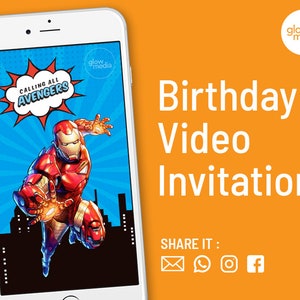 Avengers Birthday Invitation Video, Birthday Video Invitation, Ironman Digital Invitation, Superhero Birthday Invitation Video