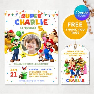 Super Mario Birthday Invitation, Super Mario Invitation, Editable Birthday Invitation, Boy Birthday Invitation, Kids Birthday Invitation