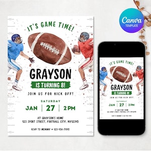 Football Invitation, American Football Birthday Invitation, Sports Party Invite, Football Game, Football Invite, Kids Birthday Invitation