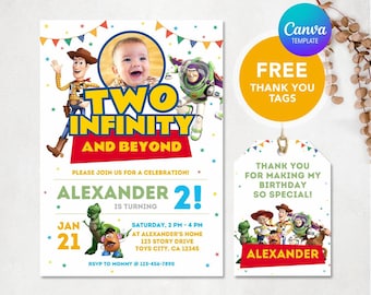 Toy Birthday Invitation, Two Infinity and Beyond, Editable Invitation, Boy Invitation, Toy Story Invitation, Digital Invite, White Version