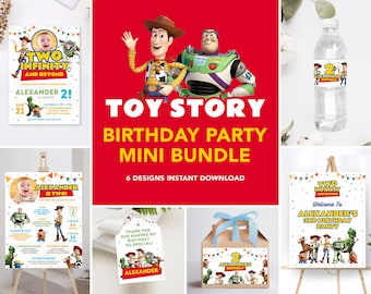 Mini lot d'anniversaire Toy Story, Mini lot d'invitations Toy Story, faire-part d'anniversaire modifiable, faire-part Toy Story, blanc ver