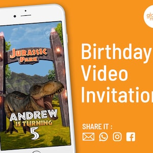 Jurassic Park Invitation, Jurassic World Invitation, Jurassic Invitation Video, Dinosaurs Birthday Invitation, Jurassic Birthday Invitation
