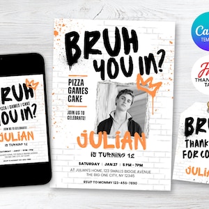 Bruh Birthday Invitation, Bruh It&#39;s My Birthday Invitation, Boy Birthday Invitation, Teen Boy Party Invitation, Teenager Birthday Invitation