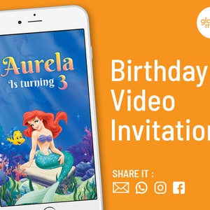 Little Mermaid Video Invitation, Little Mermaid Birthday Invitation, Mermaid Birthday Invitation Video, Birthday Invitation, Girl Invitation