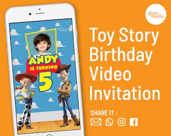 Toy Story-uitnodiging, Toy Story-video-uitnodiging, Toy Story-verjaardagsuitnodiging, Toy Story-geanimeerde uitnodiging, Kid Video-uitnodiging