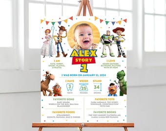 Toy Story Milestone, Toy Birthday Milestone Board, Story Milestone Poster, Toy Story Milestone Board, Kids Birthday Milestone Board