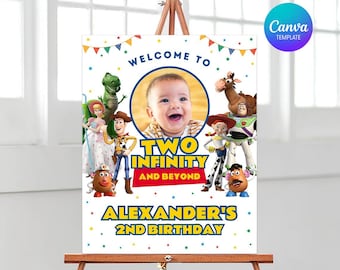 Toy Story Birthday Welcome Sign, Two Infinity and Beyond, 2nd  Birthday Welcome Sign, Toy Story Welcome Sign, Kids Birthday Invitation