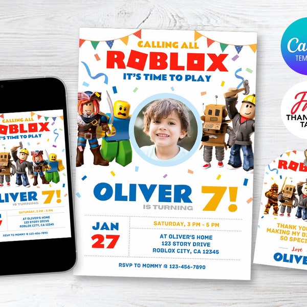 Roblox, Roblox Birthday Invitation, Roblox Digital Invitation, Roblox Game Invite, Games Invitation,  Editable Invitation, Kids Invitation