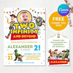 Toy Birthday Invitation, Two Infinity and Beyond, Editable Invitation, Boy Invitation, Toy Story Invitation, Digital Invite, White Version