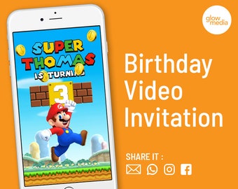 Super Mario Invitation, Super Mario Birthday Invitation, Super Mario Video Invitation, Super Mario Birthday Party, Mario Bros Invitation