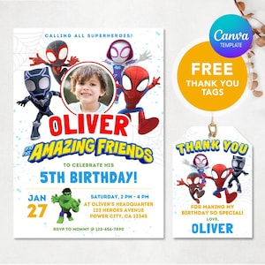 Spidey Birthday Invitation, Spidey and his Amazing Friends Invitation, Spiderman Kid Invite, Superhero Invitation, Kids Birthday Invitation