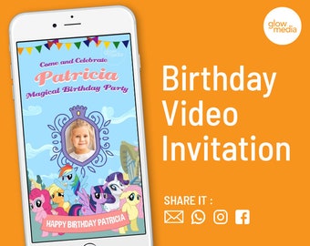 Ma petite invitation d'anniversaire de poney, ma petite invitation vidéo de poney, vidéo d'invitation de licorne, invitation vidéo, invitation d'anniversaire de fille